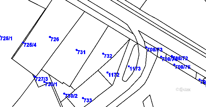 Parcela st. 732 v KÚ Trnitá, Katastrální mapa