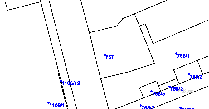 Parcela st. 757 v KÚ Trnitá, Katastrální mapa