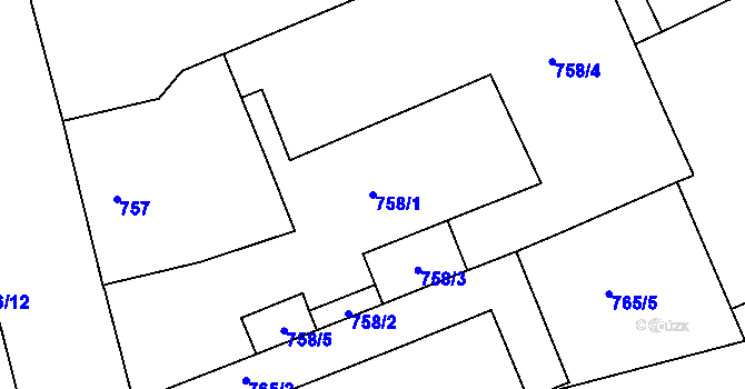 Parcela st. 758/1 v KÚ Trnitá, Katastrální mapa