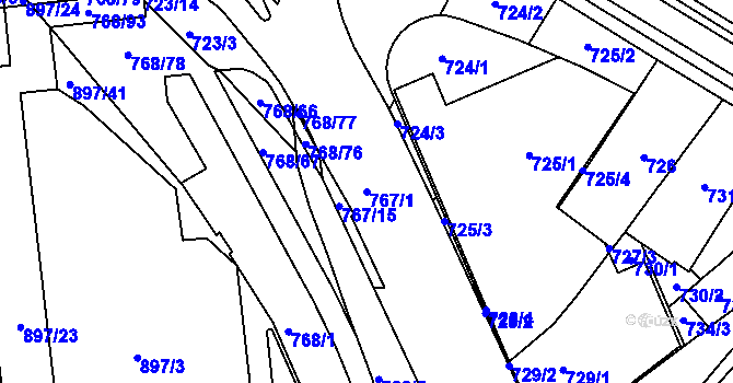 Parcela st. 767/1 v KÚ Trnitá, Katastrální mapa