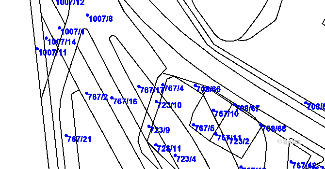 Parcela st. 767/4 v KÚ Trnitá, Katastrální mapa