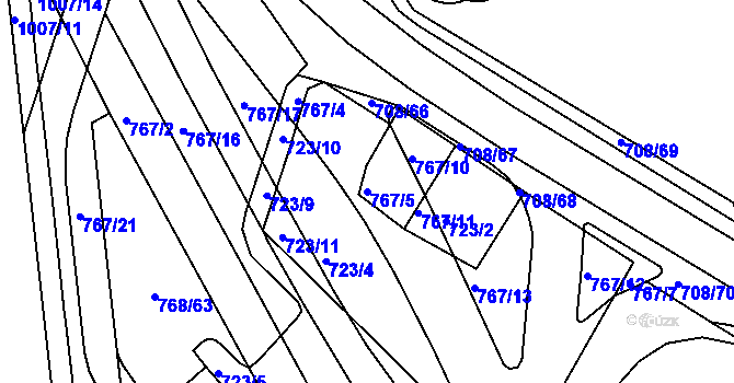 Parcela st. 767/5 v KÚ Trnitá, Katastrální mapa