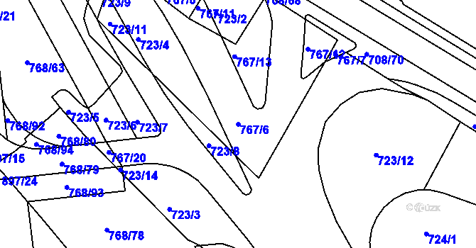 Parcela st. 767/6 v KÚ Trnitá, Katastrální mapa