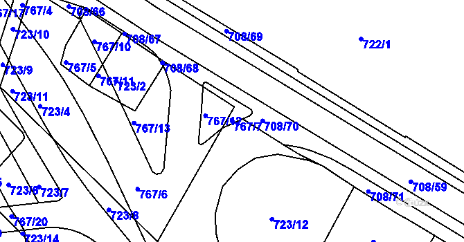 Parcela st. 767/7 v KÚ Trnitá, Katastrální mapa