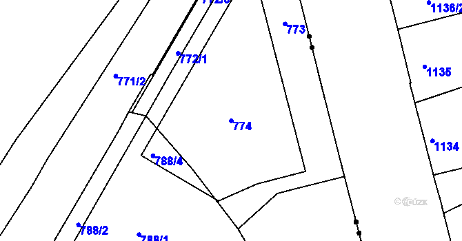 Parcela st. 774 v KÚ Trnitá, Katastrální mapa