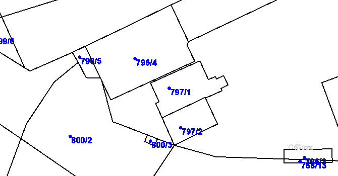Parcela st. 797/1 v KÚ Trnitá, Katastrální mapa