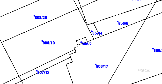 Parcela st. 808/2 v KÚ Trnitá, Katastrální mapa