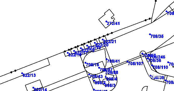 Parcela st. 822/19 v KÚ Trnitá, Katastrální mapa