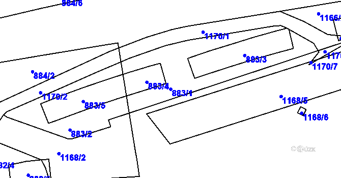 Parcela st. 883/1 v KÚ Trnitá, Katastrální mapa