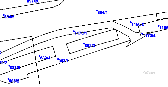 Parcela st. 883/3 v KÚ Trnitá, Katastrální mapa