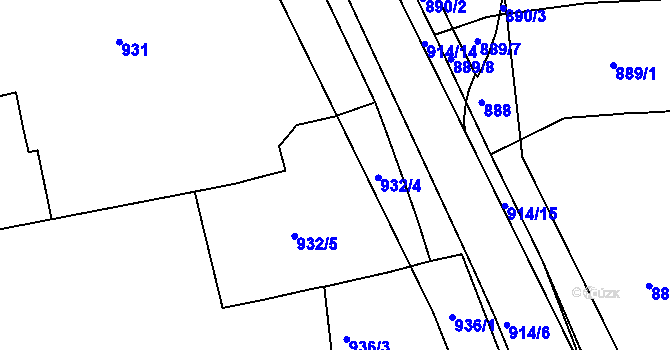 Parcela st. 932 v KÚ Trnitá, Katastrální mapa