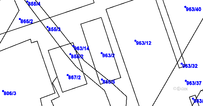 Parcela st. 963/2 v KÚ Trnitá, Katastrální mapa