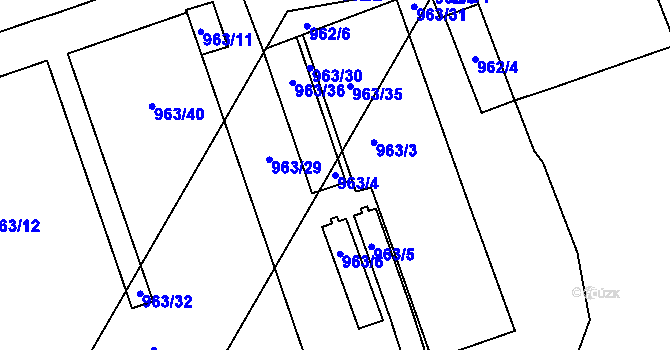 Parcela st. 963/4 v KÚ Trnitá, Katastrální mapa