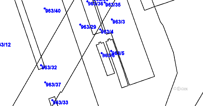 Parcela st. 963/6 v KÚ Trnitá, Katastrální mapa