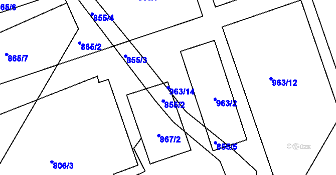 Parcela st. 963/14 v KÚ Trnitá, Katastrální mapa