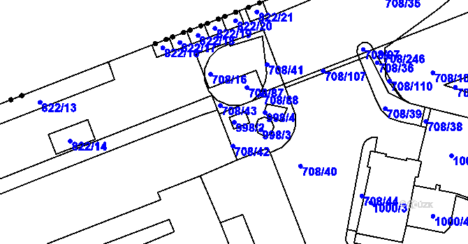Parcela st. 998/2 v KÚ Trnitá, Katastrální mapa