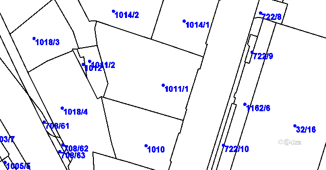 Parcela st. 1011/1 v KÚ Trnitá, Katastrální mapa