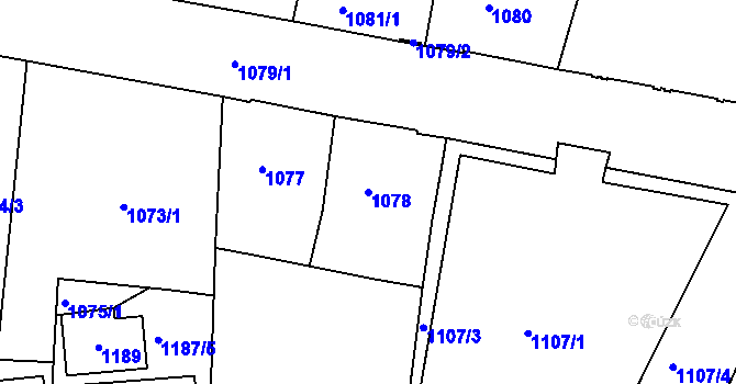 Parcela st. 1078 v KÚ Trnitá, Katastrální mapa