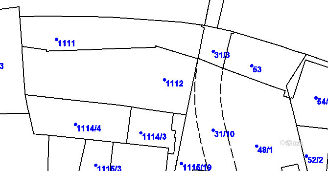 Parcela st. 1112 v KÚ Trnitá, Katastrální mapa