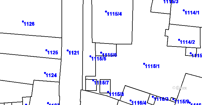 Parcela st. 1115/6 v KÚ Trnitá, Katastrální mapa