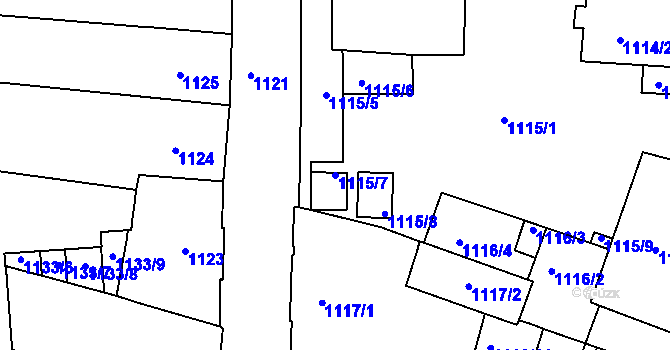 Parcela st. 1115/7 v KÚ Trnitá, Katastrální mapa
