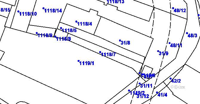 Parcela st. 1118/7 v KÚ Trnitá, Katastrální mapa
