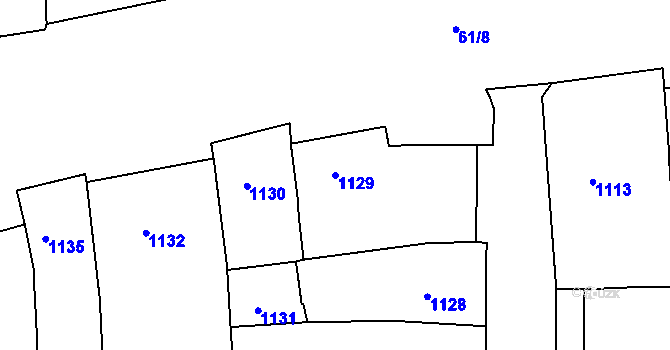 Parcela st. 1129 v KÚ Trnitá, Katastrální mapa