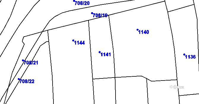 Parcela st. 1141 v KÚ Trnitá, Katastrální mapa