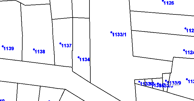 Parcela st. 1133/2 v KÚ Trnitá, Katastrální mapa
