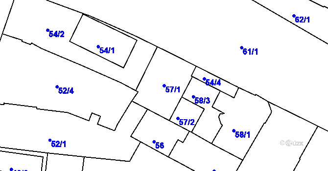 Parcela st. 57/1 v KÚ Trnitá, Katastrální mapa