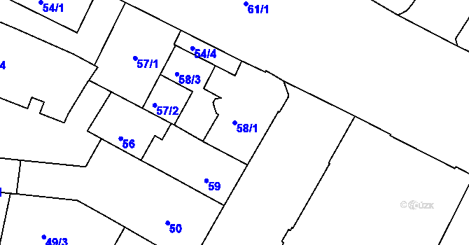 Parcela st. 58/1 v KÚ Trnitá, Katastrální mapa