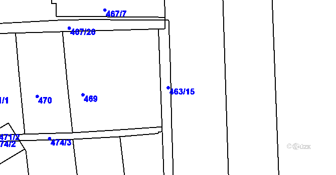 Parcela st. 463/15 v KÚ Trnitá, Katastrální mapa