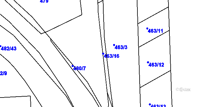 Parcela st. 463/16 v KÚ Trnitá, Katastrální mapa