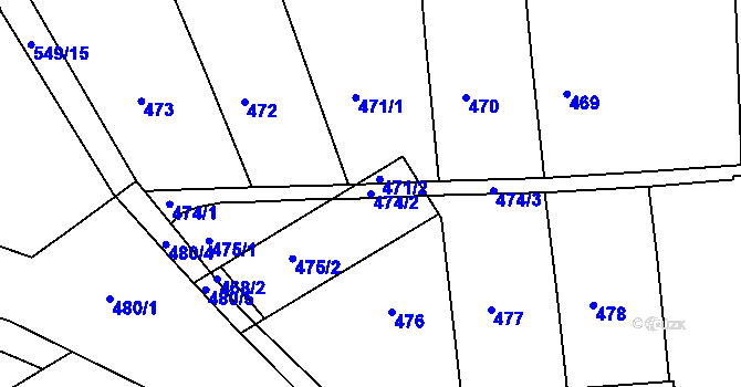 Parcela st. 474/2 v KÚ Trnitá, Katastrální mapa
