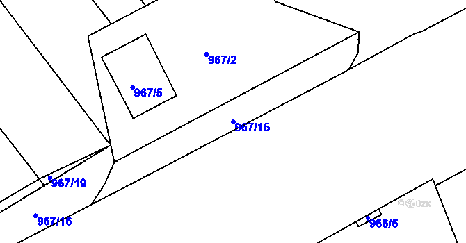 Parcela st. 967/15 v KÚ Trnitá, Katastrální mapa