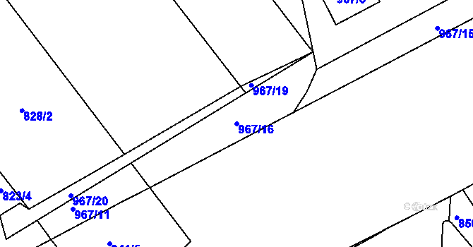 Parcela st. 967/16 v KÚ Trnitá, Katastrální mapa
