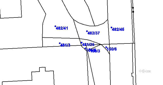 Parcela st. 481/25 v KÚ Trnitá, Katastrální mapa