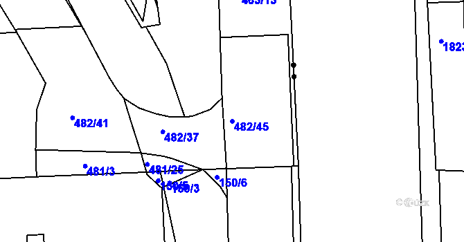 Parcela st. 482/45 v KÚ Trnitá, Katastrální mapa