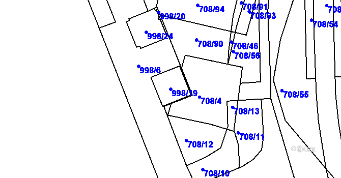 Parcela st. 998/19 v KÚ Trnitá, Katastrální mapa