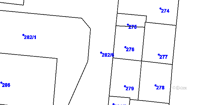 Parcela st. 282/6 v KÚ Trnitá, Katastrální mapa