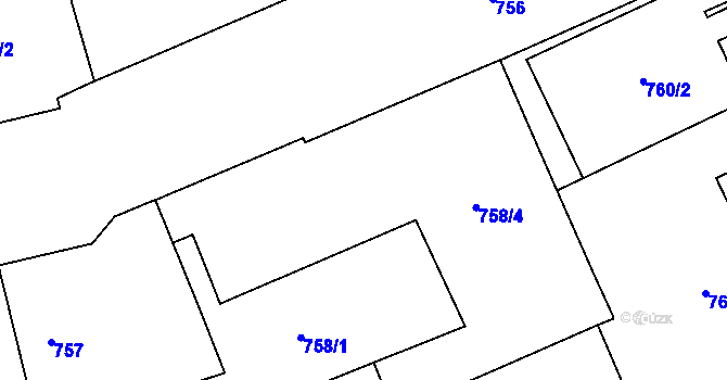 Parcela st. 758/4 v KÚ Trnitá, Katastrální mapa