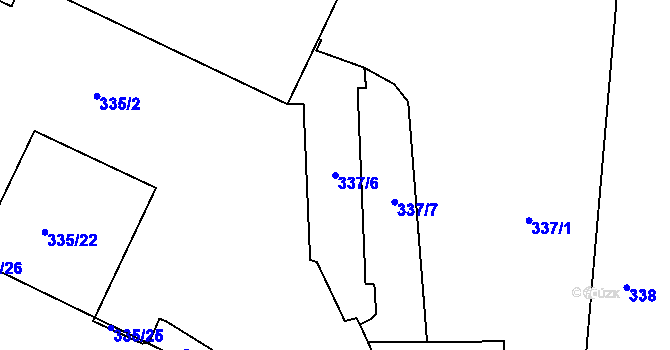 Parcela st. 337/6 v KÚ Trnitá, Katastrální mapa