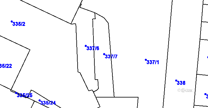 Parcela st. 337/7 v KÚ Trnitá, Katastrální mapa