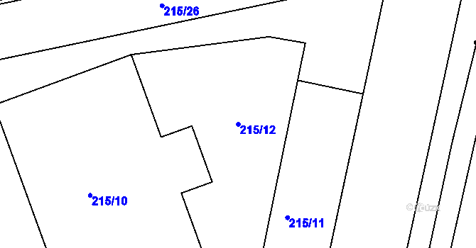 Parcela st. 215/12 v KÚ Trnitá, Katastrální mapa