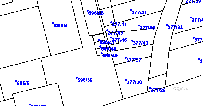 Parcela st. 696/49 v KÚ Trnitá, Katastrální mapa