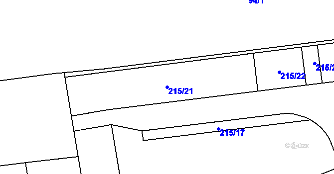 Parcela st. 215/21 v KÚ Trnitá, Katastrální mapa
