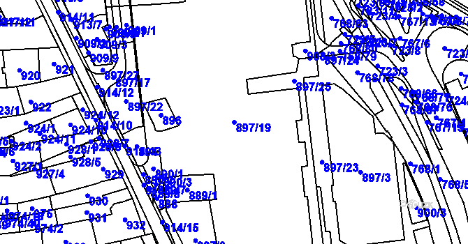 Parcela st. 897/19 v KÚ Trnitá, Katastrální mapa