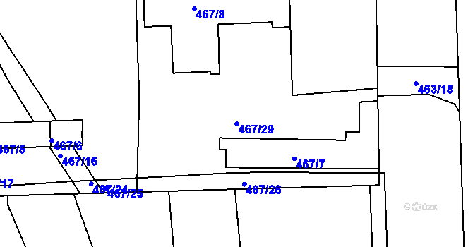 Parcela st. 467/29 v KÚ Trnitá, Katastrální mapa