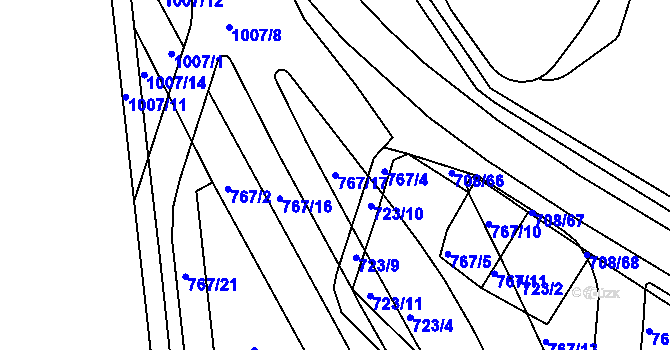 Parcela st. 767/17 v KÚ Trnitá, Katastrální mapa