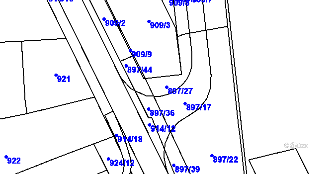 Parcela st. 897/27 v KÚ Trnitá, Katastrální mapa